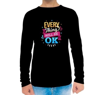 Men's Printed Long Sleeves T-Shirt - Crew Neck