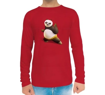 Men's Red Printed Long Sleeves T-Shirt - Crew Neck