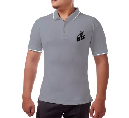 Men's Grey Cotton Polo Shirt - Printed