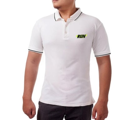 Men's White Cotton Polo Shirt - Printed