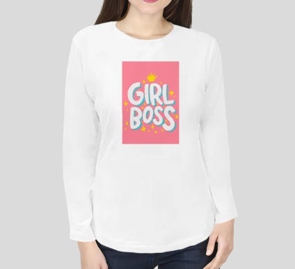 Women's Printed Organic T shirt - Long Sleeve 