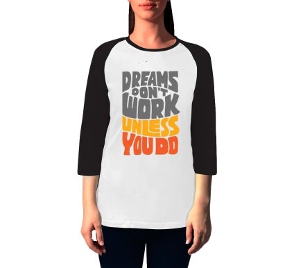 Women's Printed Raglan T-Shirt - 3/4 Sleeves
