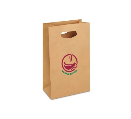 Printed Die-Cut Handle Bags - Brown