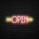 Open Neon Light with Arrow Neon Sign