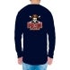 Men's Blue Printed Long Sleeves T-Shirt - Crew Neck