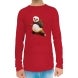 Men's Red Printed Long Sleeves T-Shirt - Crew Neck