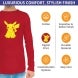 Men's Red Printed Long Sleeves T-Shirt - Crew Neck